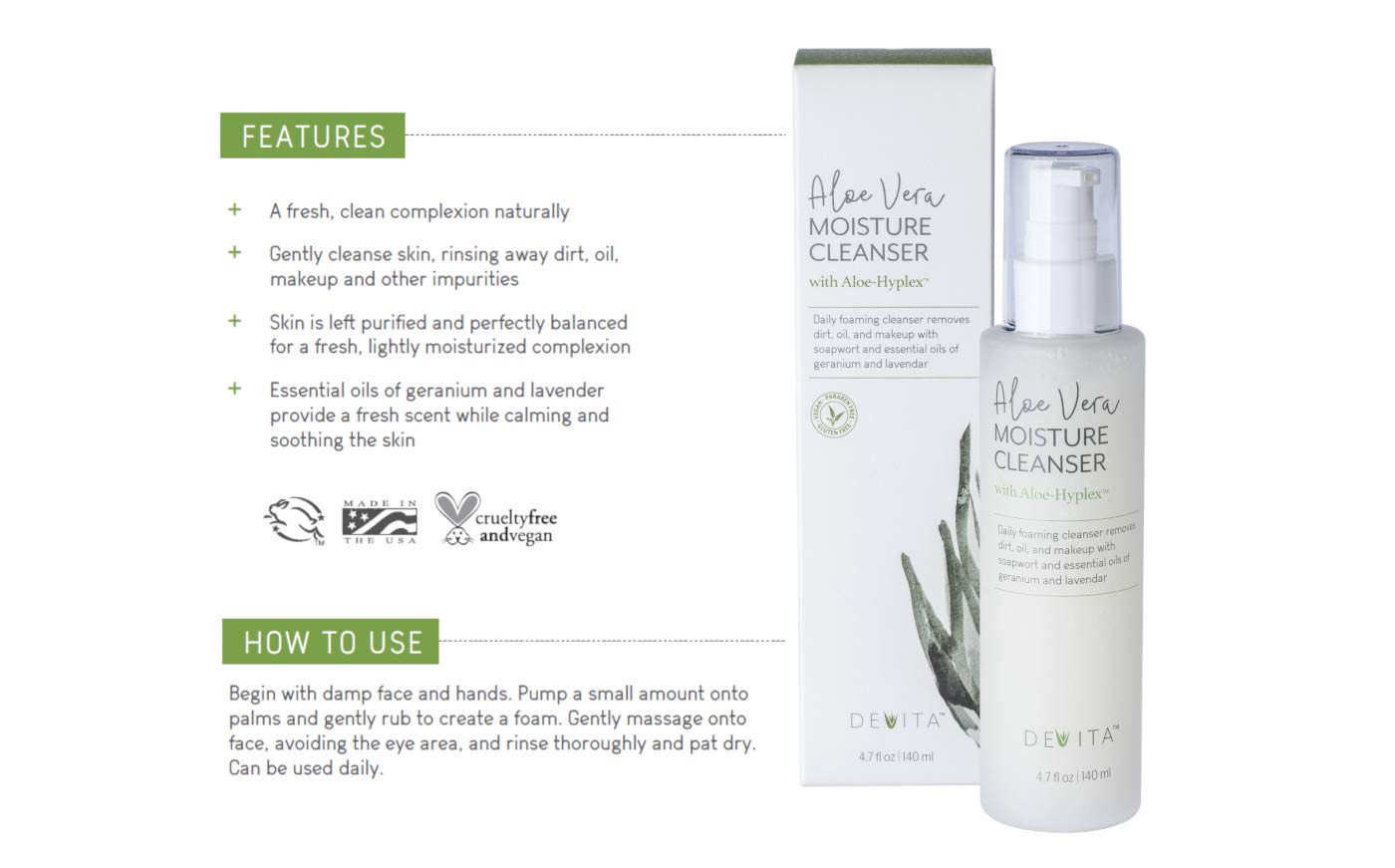 devita aloe vera moisture cleanser