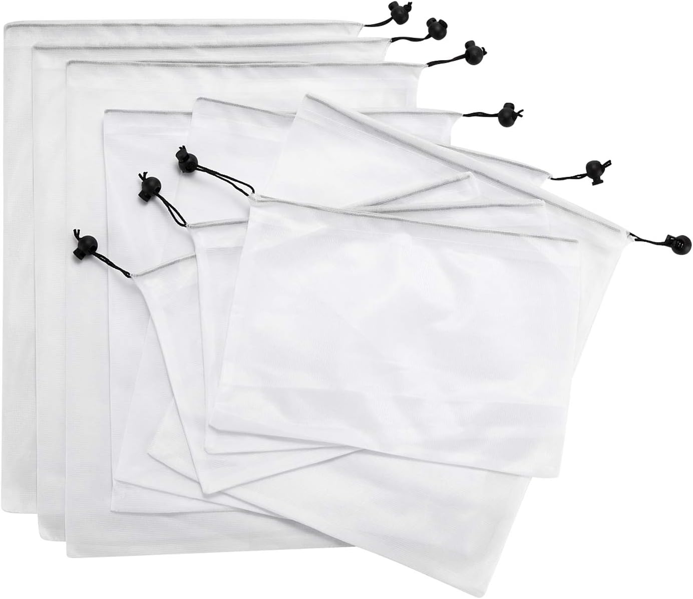 LIVEMEGREEN 9pcs Reusable Produce Bags.Transparent Washable Grocery Mesh Storage Bags for Storage Fruit Vegetable Toys