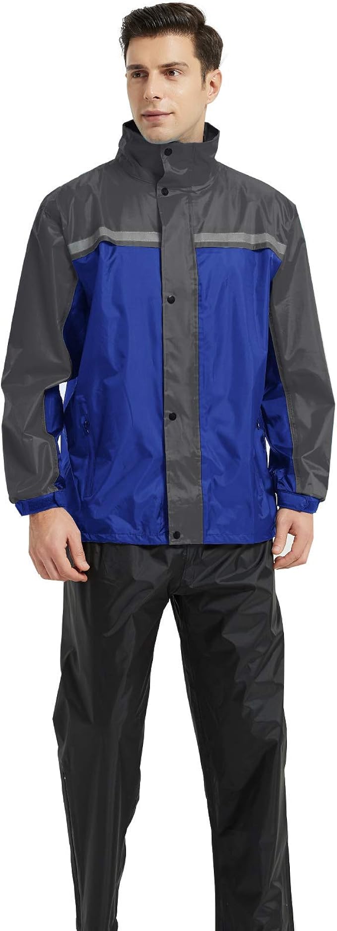 Amazon.co.jp Vialifer Men's Rain Suit, Top and Bottom Set, Raincoat