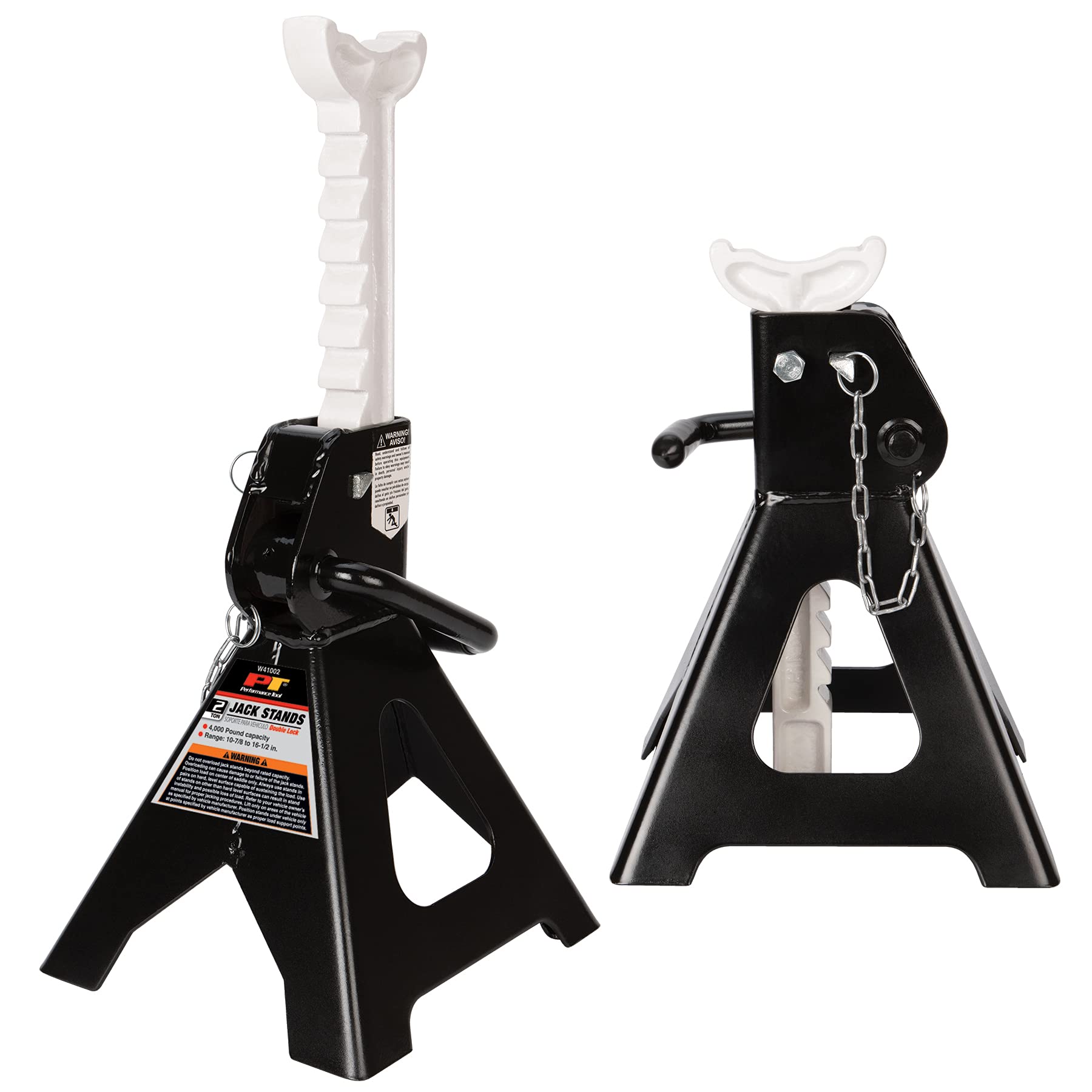 Performance Tool W41002 Heavy Duty Steel Jack Stands with Self-Locking Rachet and Double-Locking Pin, 2-Ton Capacity (Pair) Image