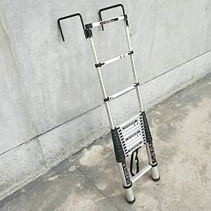 Escalera telescópica portátil con ganchos desmontables, escaleras