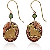 Silver Forest Earrings - Pretty Kitty on Ovals - NE-2008