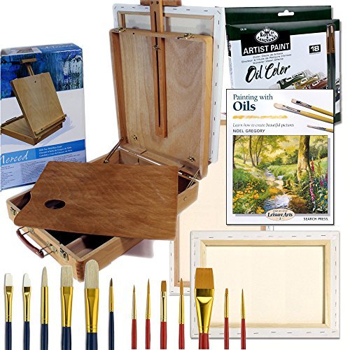 Oil Painting Art Set Complete Artist Quality Hard Wood Table Easel with
