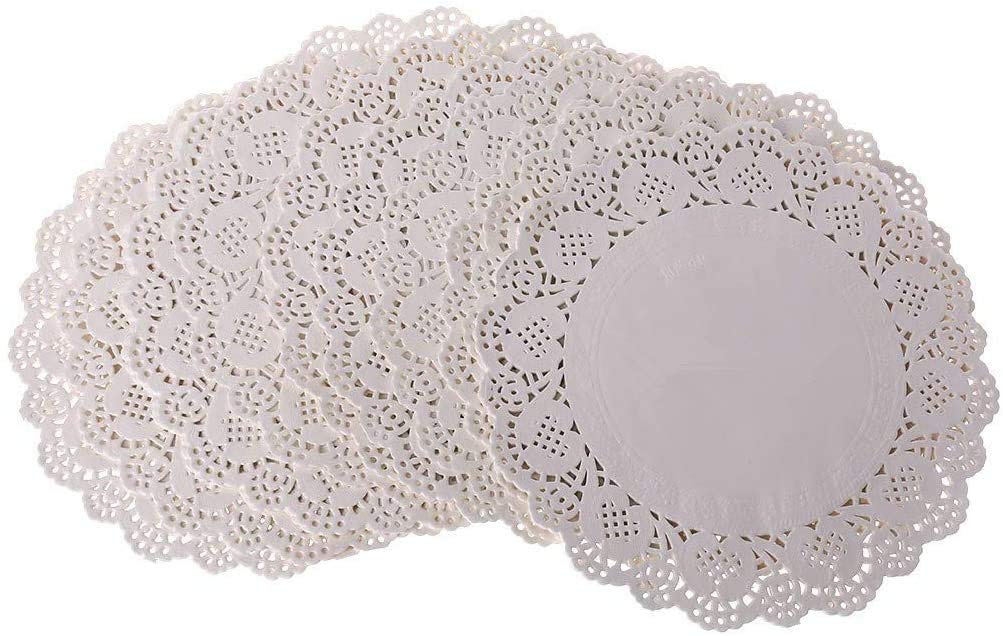 Paper Doilies,100 Pieces Round Lace Disposable Paper Mats Coasters Placemats,Cake Packaging Paper,Ideal for Weddings, Birthday Party,Tableware Decoration,White 5.5Inch