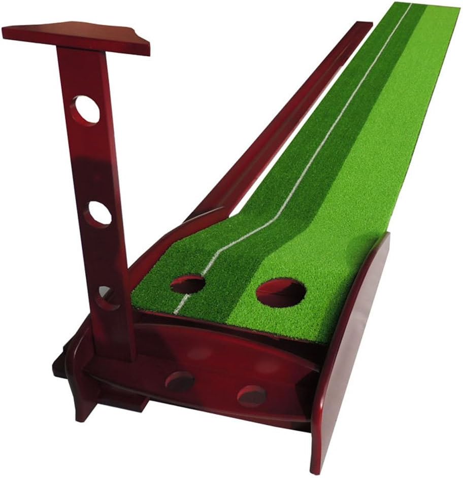 PLAYEAGLE Indoor and Outdoor Golf Putting Mat Practice Premium Wooden Puttinng Green with Ball Auto Return Pathway