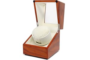Jolitac Wooden Watch Winder for Single Automatic Watches, with Quiet Motors Automatic Watch Winders, Battery Powered or AC Adapter