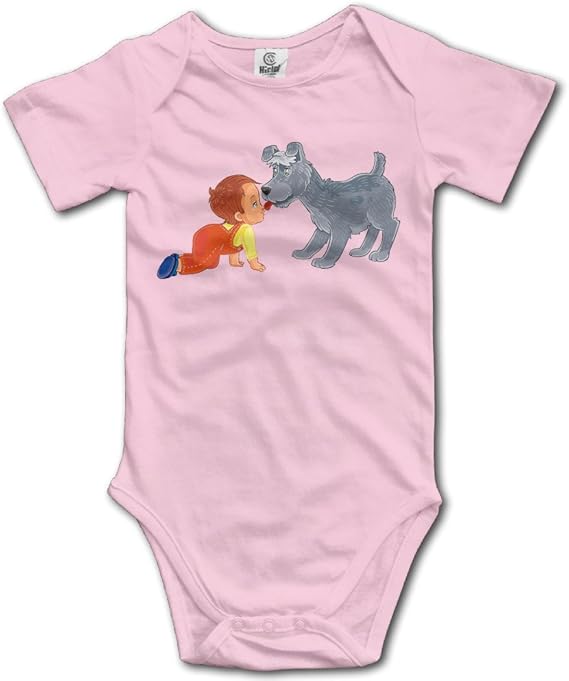 Amazon Co Jp Mikalミカオ 赤ちゃん 男の子 女の子 綿 犬をなめるお子様 ロンパース 半袖 ジャンプスーツ 服 ファッション小物