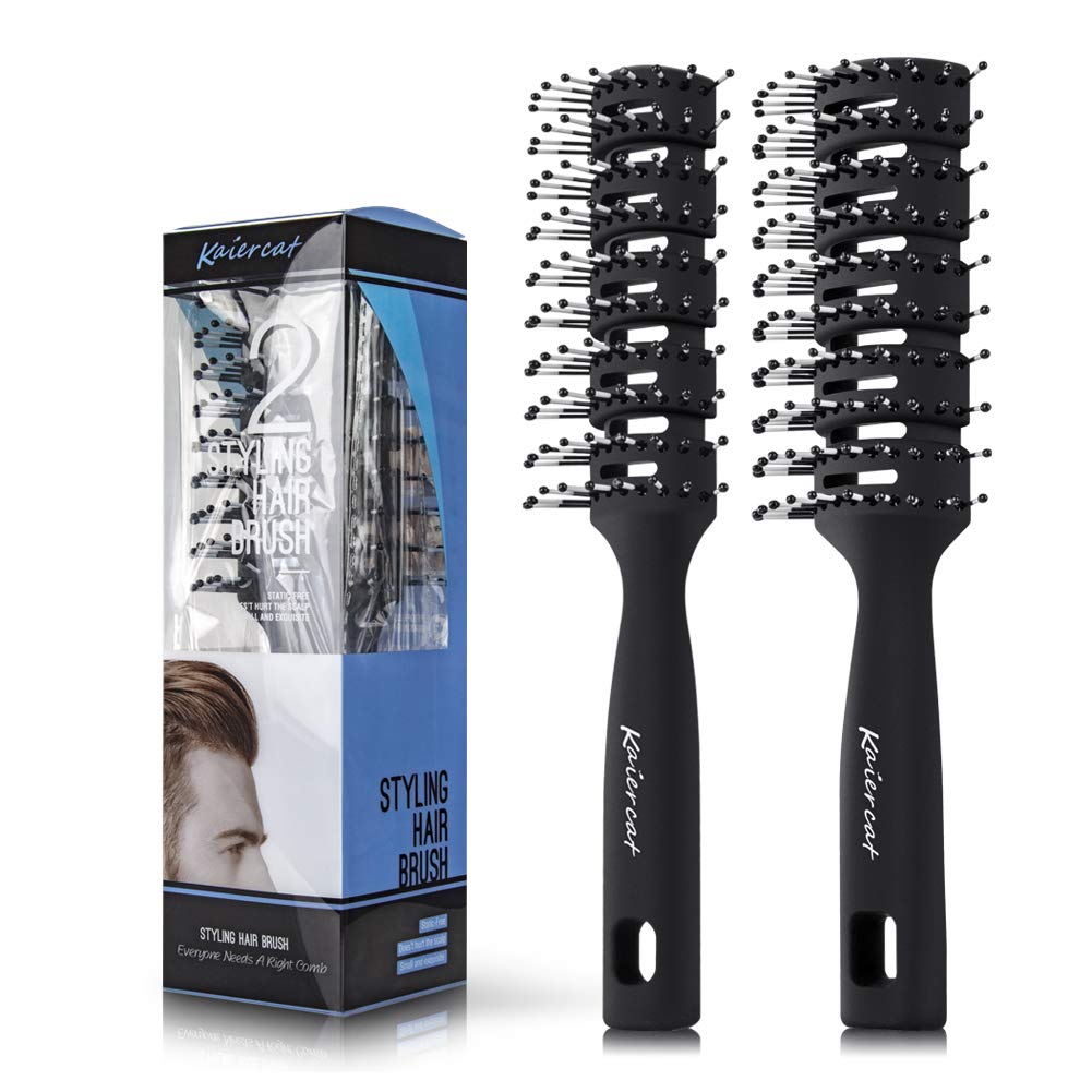 Kaiercat Professional Men's Hair Brush - Great Styling & Blow Drying Hair Brushes for Slicked-back, Vented Hair Brush Set for Men & Women