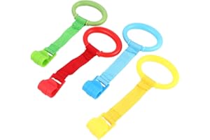 Alipis 4Pcs Pull Rings, Pull Up Rings Colorful Infant Cot Bed Hand Rings Walking Exercise Accessories Kids Stand Up Handle Ri