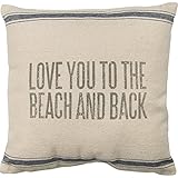 Primitives by Kathy 27478 Vintage Flour Sack Style Beach And Back Throw Pillow, 15-Inch Square