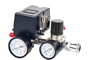 FBANG air Compressor Pressure Switch with Pressure Regulator, 90-120 PSI air Compressor Switch equips Pressure Gauge
