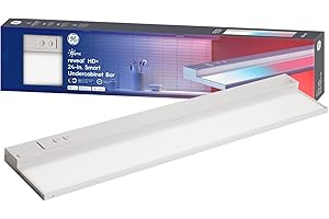 GE Cync Reveal HD+ Smart Undercabinet Light Fixture, 24-in Bar, Color Changing, Wi-Fi, Alexa, Google Home Compatible, Kitchen, White, 1500 Lumen