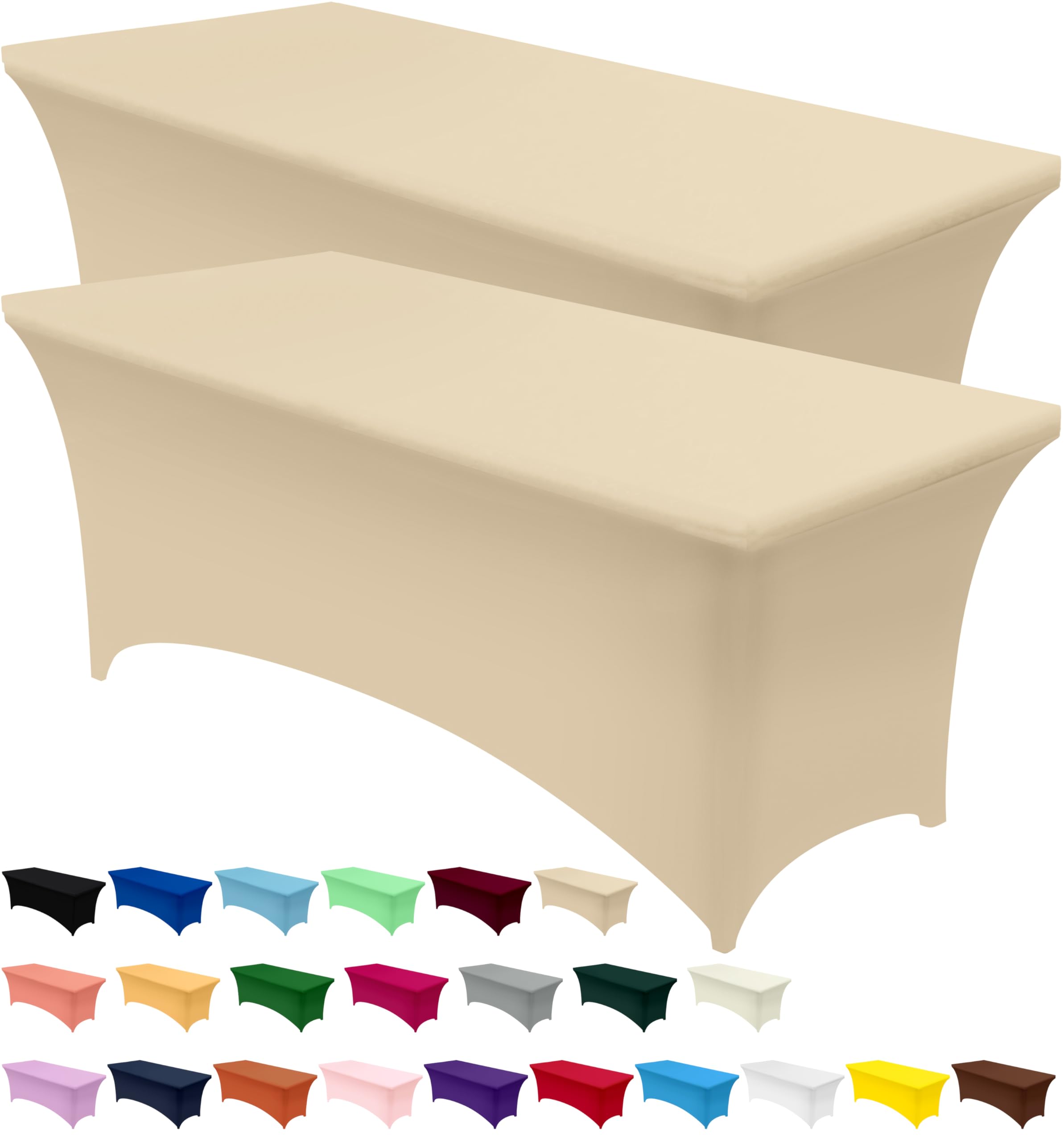 Utopia Kitchen Spandex Table Cloth 2 Pack [6FT, Champagne] Tight, Fitted, Washable and Wrinkle Resistant Stretch Rectangular Patio Table Cover for Event, Wedding, Banquet & Parties [183Lx76Wx76H] cm — image 1