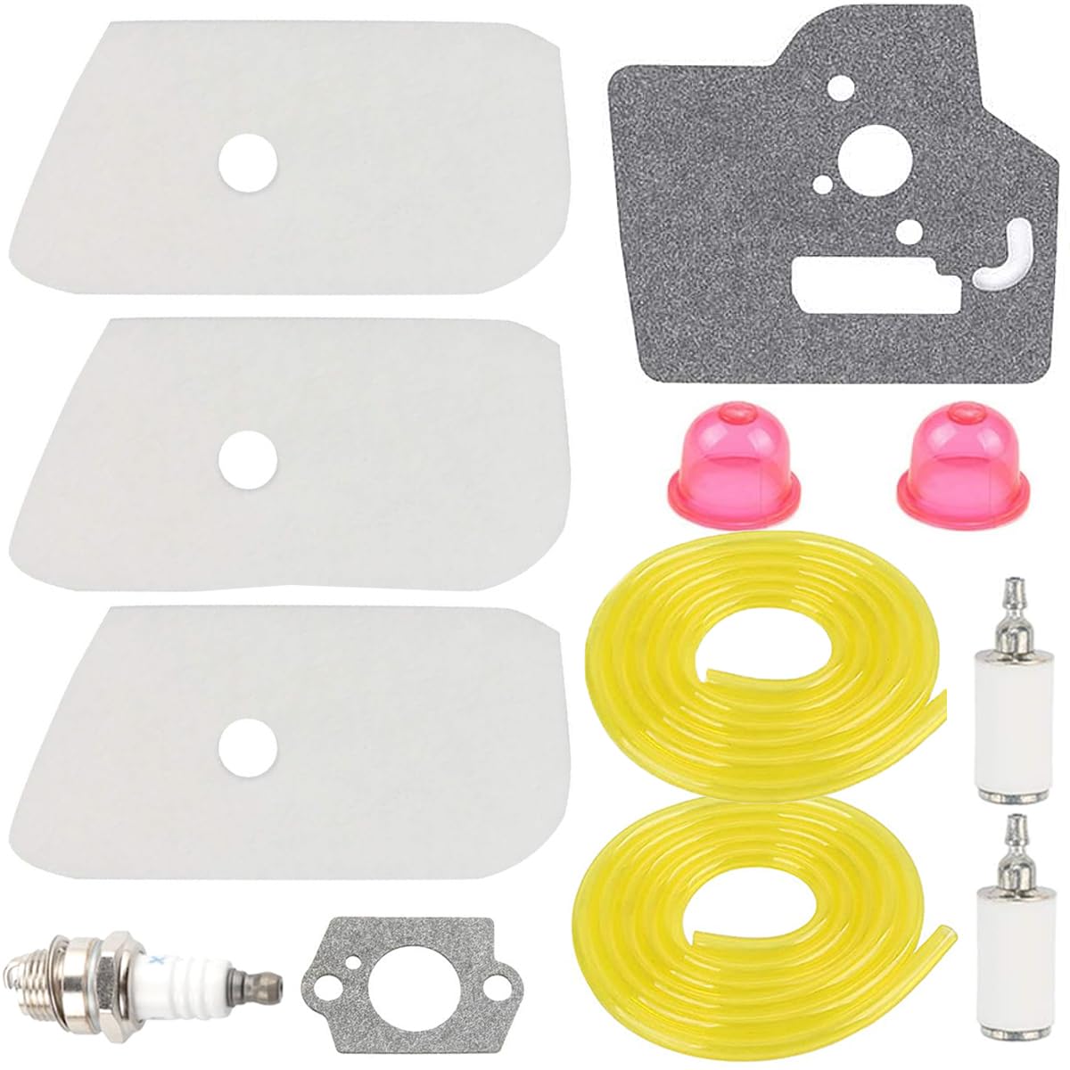 ZAMDOE 128LD Air Filter Tune Up Kit for Husqvarna 530150253 124L 125L 125LDX 128L 128CD 128LD 128LDX String Trimmer Brushcutter Parts with Spark Plug Fuel Line Fuel Filter Primer Bulb