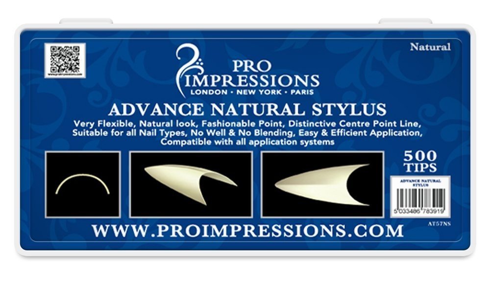 Pro Impressions Advance Natural Stylus 50 Nail Tips, Size 1