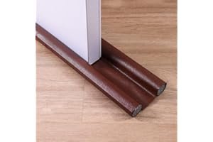 FRYSMU Adjustable Under Door Draft Blocker 37 Inch for Double Doors - Noise Reducing & Dust Resistant Insulation Strip (Brown