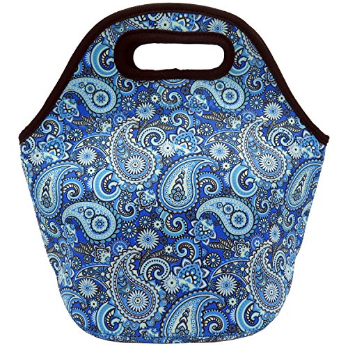 Neoprene Lunch Bag - Insulated Lunch Tote Bags for Women & Girls - Lunch Boxes for Kids & Adults - Adult Lunch Box (Paisley Design Set)
