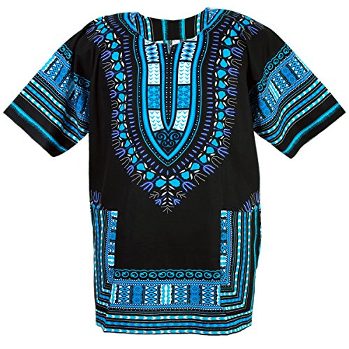 African Dashiki Cotton Mexican Poncho Hippie Tribal Ethic Boho Shirt Black ad14c