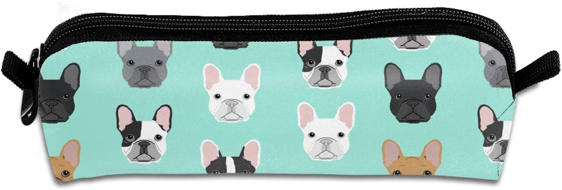 EQAZV French Bulldog (2) Students Canvas Pencil Case Pen Bag Pouch Stationary Case