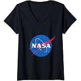 Womens NASA Logo - Space Explorer - Trendy Fun V-Neck T-Shirt