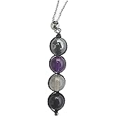 LFaize (Gunmetal) Negative energy protection crystal necklace,Empath protection necklace,Hematite, Amethyst, Labradorite, Black tourmaline