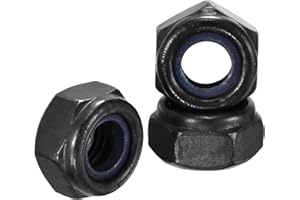 Kozelo 10Pcs Nylon Locking Hex Nuts - [M10-2], Carbon Steel Hardware Nuts, Black, for Automotive, Aerospace, Industrial Appli