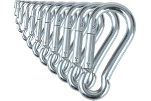 Branded Boards Black & Silver Zinc-Galvanized Heavy Duty Bushcraft Carabiner Spring Snap Clip Link Hooks 200-500lb Load 2, 6 & 12 Packs