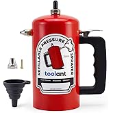 toolant 32oz Refillable Pressurized Sprayer, 200 PSI Max, Red | Brake cleaner and solvents, rust-resistant steel canister, leak-resistant needle valve, dual 1.0/0.6 mm nozzles &amp; funnel