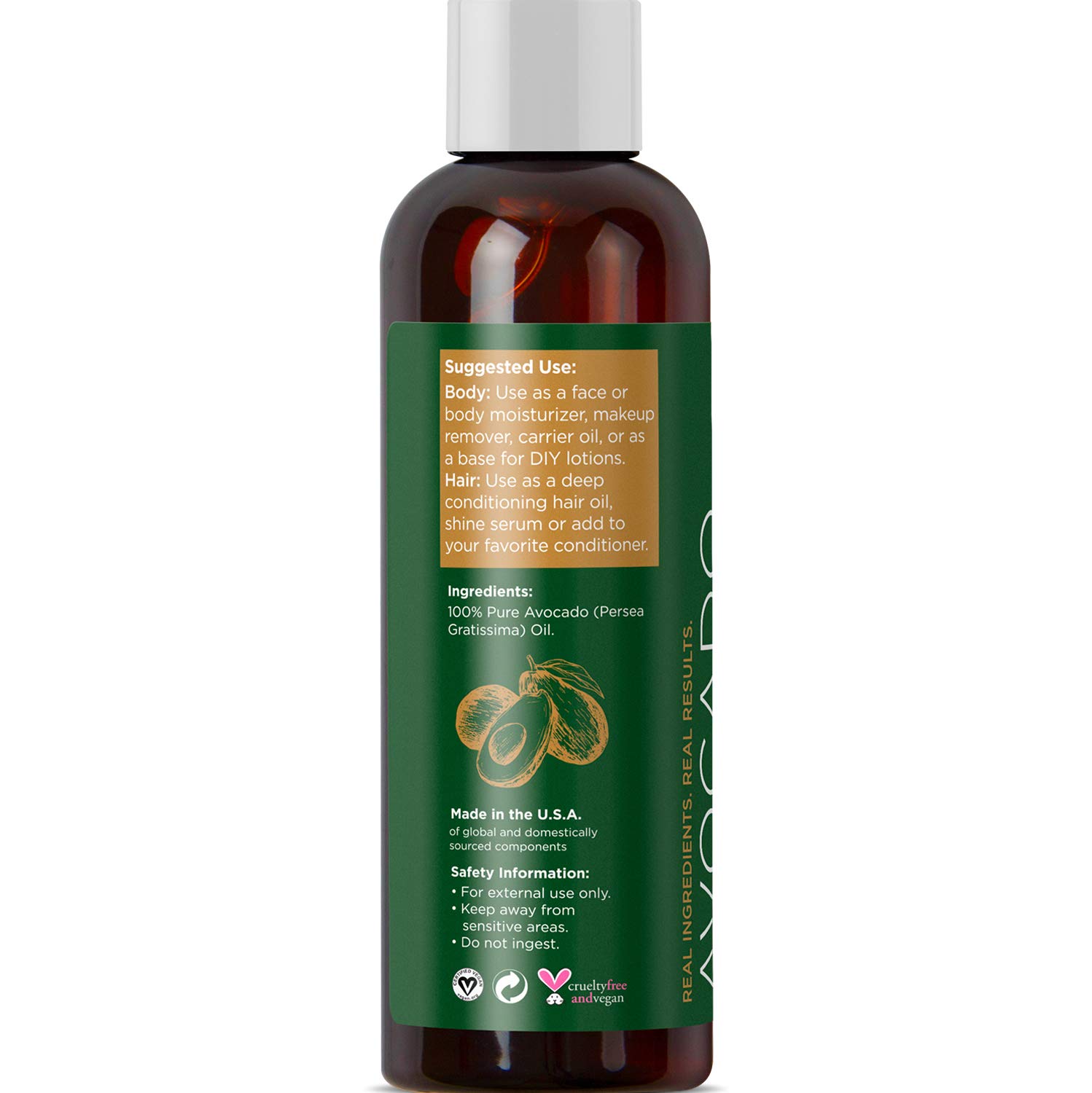 100% Pure Avocado Oil - Deep Tissue Moisturizer for Hair Face & Skin - Rich in Retinol & Vitamin E to Reduce Wrinkles - Supports Skin Rejuvenation & Hair Growth - 4 Oz - USA Made By Maple Holistics : Beauty