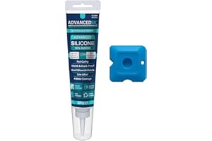 ADVANCEDSIL Silicone Caulk with Finishing Tool – Waterproof Silicone Sealant for Bathroom, Kitchen, Windows, and Exterior Sealing Applications | Clear 4 oz