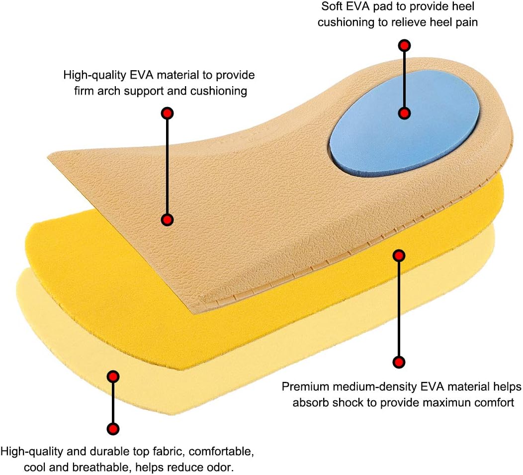 VALSOLE 3/4 Length Plantar Fasciitis & Arch Support Shoe Inserts Insoles for Men & Women – Best Original Orthotics for Flat Feet, Over-Pronation, High Arch//All-Day Relief Heel Spur Pain: Health & Personal Care