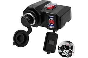 BlueFire Dual USB Charger Socket, 5V 4.2A Dual USB Motorcycle Phone Charger, Waterproof Handlebar Adapter with Cigarette Ligh