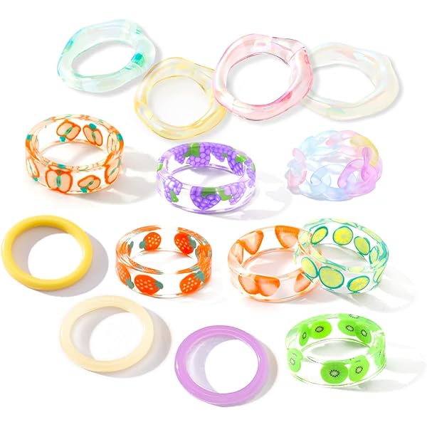 Acrylic Statement Rings YERTTER 2-Piece Chunky Acrylic Ring Set ...