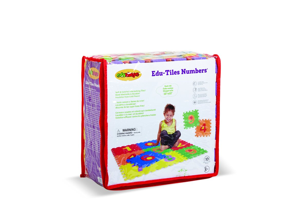 Kids Play Mat - Numbers And Animals Foam Floor Matt - 10 Interlocking Pieces To Develop Children's Motor Skills And Color Recognition : Foam Floor Mats : Baby