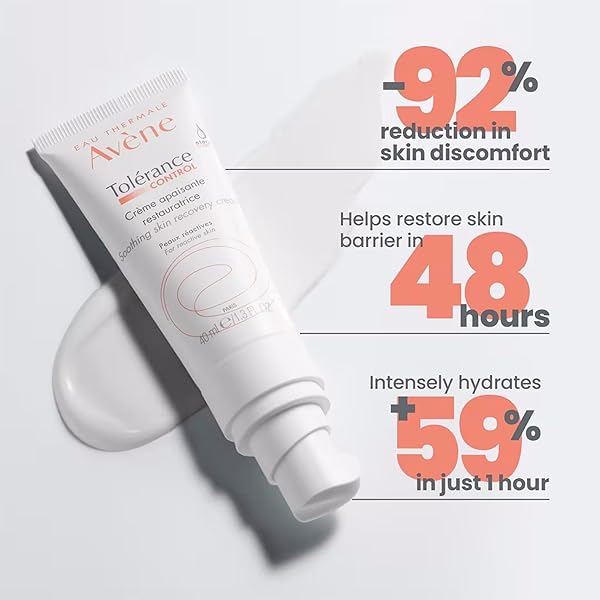 AVÈNE TOLERANCE CONTROL SOOTHING SKIN RECOVERY CREAM, FOR HYPERSENSITIVE DRY SKIN, RESTORES SKIN BARRIER, CALMS SENSATIONS OF SKIN DISCOMFORT, STERILE PUMP, FACE MOISTURIZER, FRAGRANCE-FREE 1.3 FL OZ