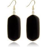 SELOVO Crystal Stone Statement Earrings Fishhook Drop Dangle Earrings Gold Tone