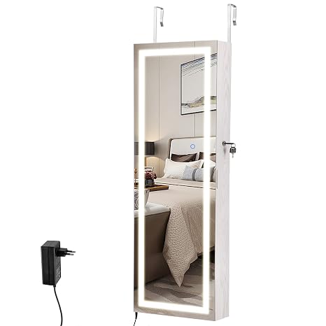 Songmics Schmuckschrank Hangend Wandschrank Mit Lichtumrandung