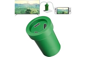 POWKONG Switch Charger Dock Portable Compatible with Nintendo/OLED/Lite, 65W GaN Charging Dock&Hub, Swith Docking Station for TV with 4K 60Hz HDMI/USB-C PD Fast Charging/USB 2.0-Green