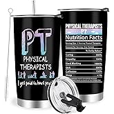 Farecnt Physical Therapist Gifts for Women, Funny Physical Therapy Gifts, PT PTA Appreciation Graduation Birthday Christmas Gift, Coffee Travel Mug Tumbler with Lid Straw 20oz
