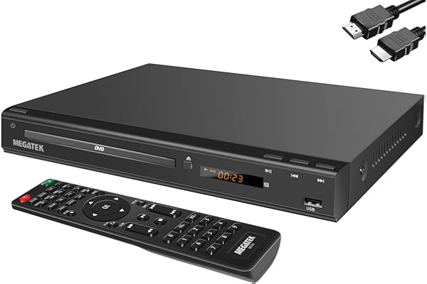 MEGATEK Region-Free HDMI DVD Player for TV, Compact CD/DVD Player with USB Port, Plays All Region DVDs & Multi Formats, Metal