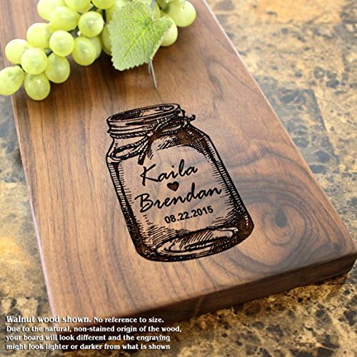 Mason Jar Wedding Nuptials Personalized Cheese Board - Wedding Gift, Anniversary Gifts, Housewarming Gift, Gift for Couples, Gift Ideas. #020