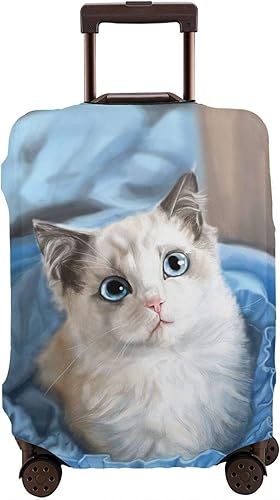 Amazon スーツケースカバー かわいい ラグドール 猫 絵画 キャリーカバー ラゲッジカバー 伸縮素材 キズから保護 防塵カバー通気性 お荷物 カバー 傷防止 汚れ防止 カバー おしゃれ 旅行 海外 キャリーバッグ カバー キズから保護 便利 ジッパー 出張 旅行 シューズ