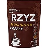 Mushroom Coffee, Organic 6 Mushrooms with Lion's Mane, Reishi, Cordyceps, Shiitake, King Trumpet & Turkey Tail, Instant Coffee Powder, for energy and digestion，1 PACK (6.35oZ)
