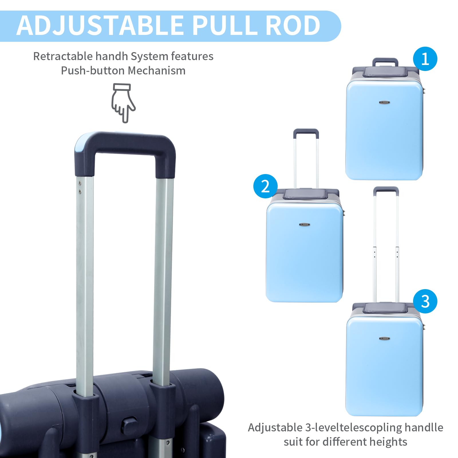 LemoHome Expandable Luggage with Spinner Wheels,Large Suitcases with Child Seat Design,Hard Luggage for Women and Men,20 inch Hardside Carry on Luggage for Travel (Blue visor)