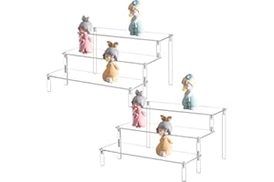BYCY Clear 3 Tier Acrylic Cupcake Display Stand, Collection Organizer Shelf, Desserts Holder,Acrylic Display Riser for Cupcak