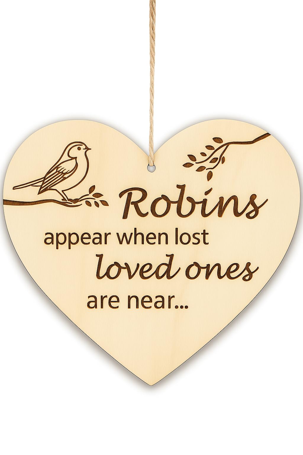 Pet-Jos Robins Appear Plaque Wooden Hanging Heart Gift for Best Friend Family Heart Wooden Sign Friendship Robin Memory Quote FBA