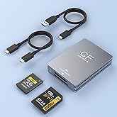 2 in 1 Aluminum CFexpress Card Reader Type A &amp; SD Card Reader with USB 3.1 (Gen 2) 10 Gbit/s, SD/CF Express Type-A Memory Card Reader Adapter for Windows/Mac/Linux/Android with USB-C and USB-A Cable