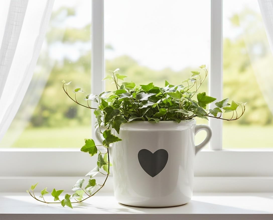 EagleWiz White Ceramic Planter Pot attractive heart shape with Handles ideal for indoor plants available in 3 sizes (15cm)