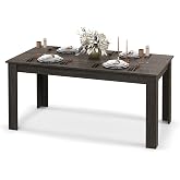 GOFLAME Dining Table for 4-6 People, 63&rdquo; Modern Kitchen Table with L-Shaped Legs, 330 lbs Weight Capacity, Large Wooden Rectangular Dinner Table for Dining Room, Living Room, Dark Grey