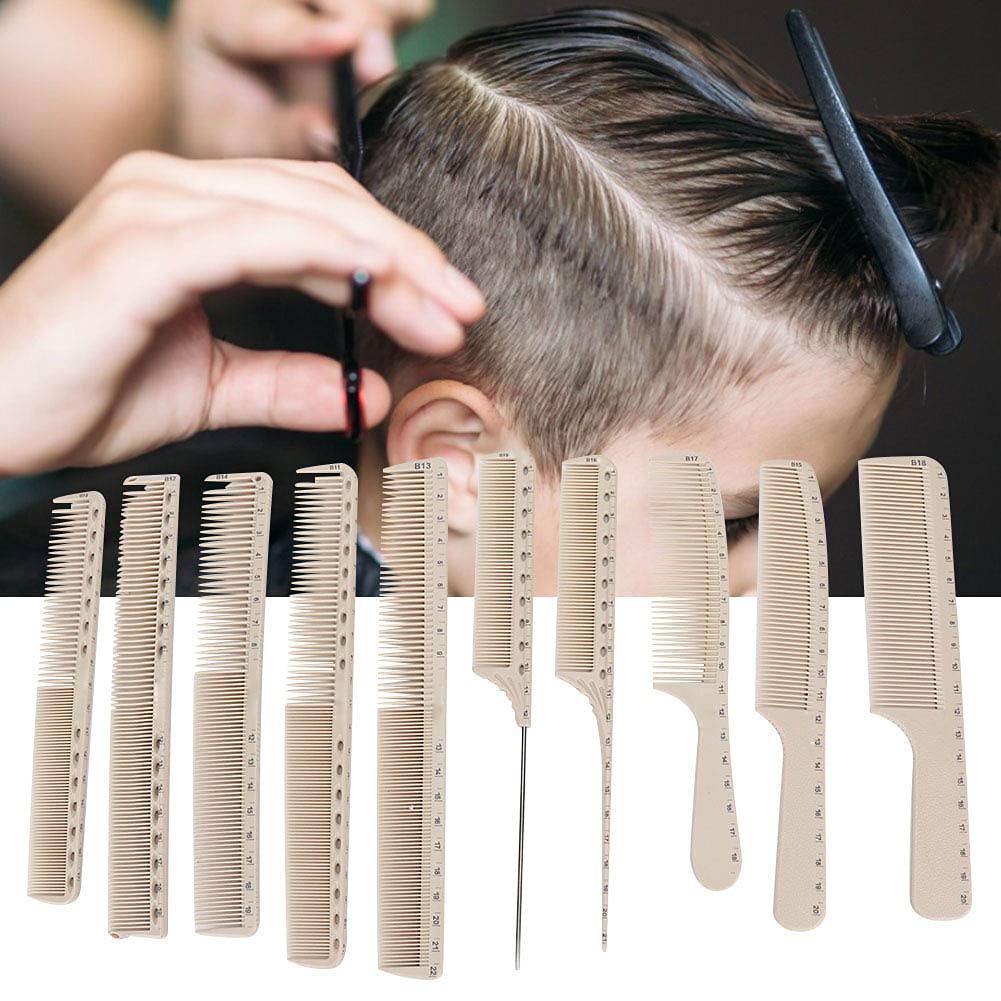 Hair Cutting Combs, 10pcs Professional Anti-static Heat Resistant Hairdressing Comb Barber Hair Styling Comb With Measure Scale For Salon Or Personal Use(1#)